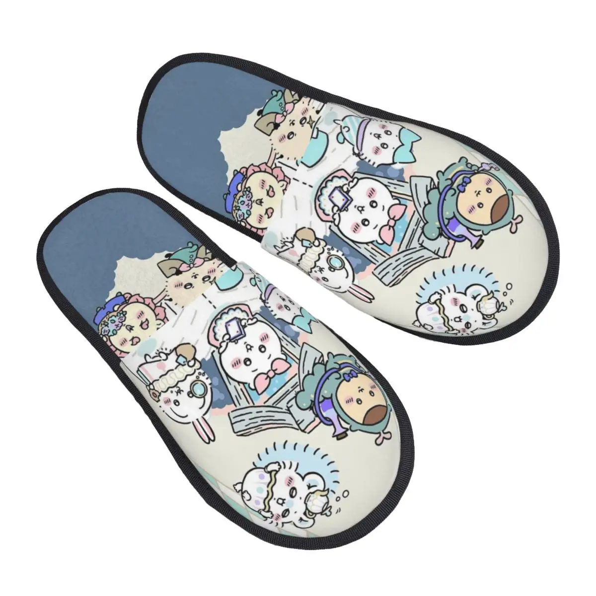 

Chiikawas House Slippers Non Slip Cozy Household Cotton Fur Slippers Slides Living Room