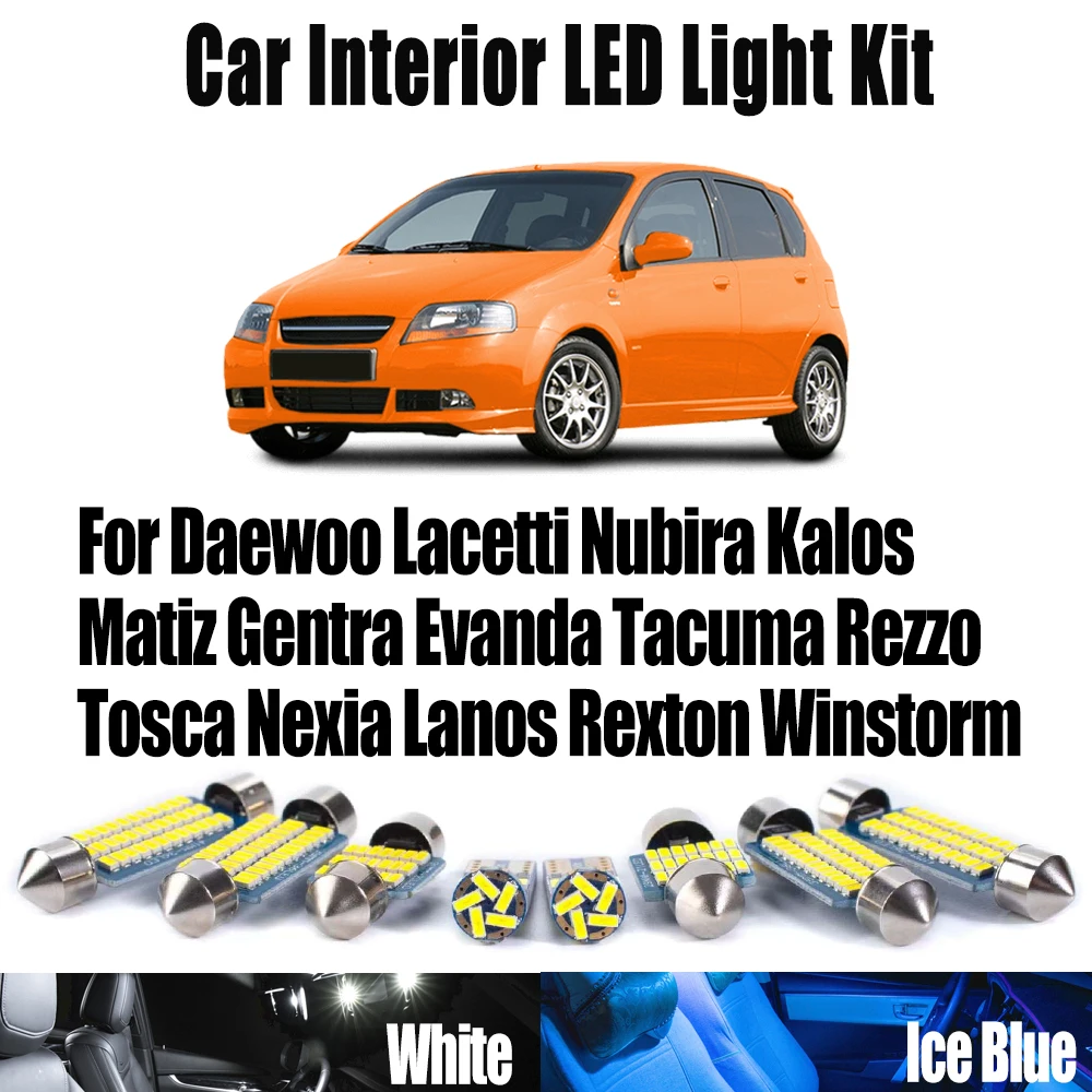 

LED Interior Ceiling Bulb Kit For Daewoo Lacetti Nubira Kalos Matiz Gentra Evanda Tacuma Rezzo Tosca Nexia Lanos Rexton Winstorm