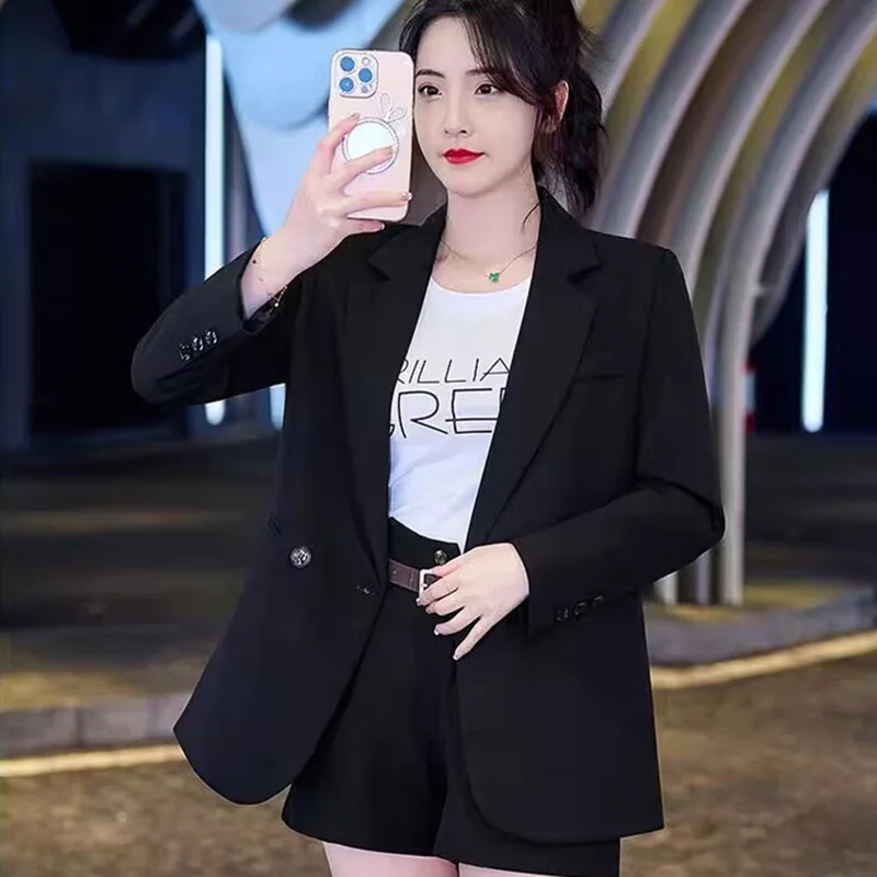 

High Quality Women's Khaki Small Suit Jacket Spring Autumn Korean Style Classy Slit Fashionable Long Sleeve Mid-Length Coat