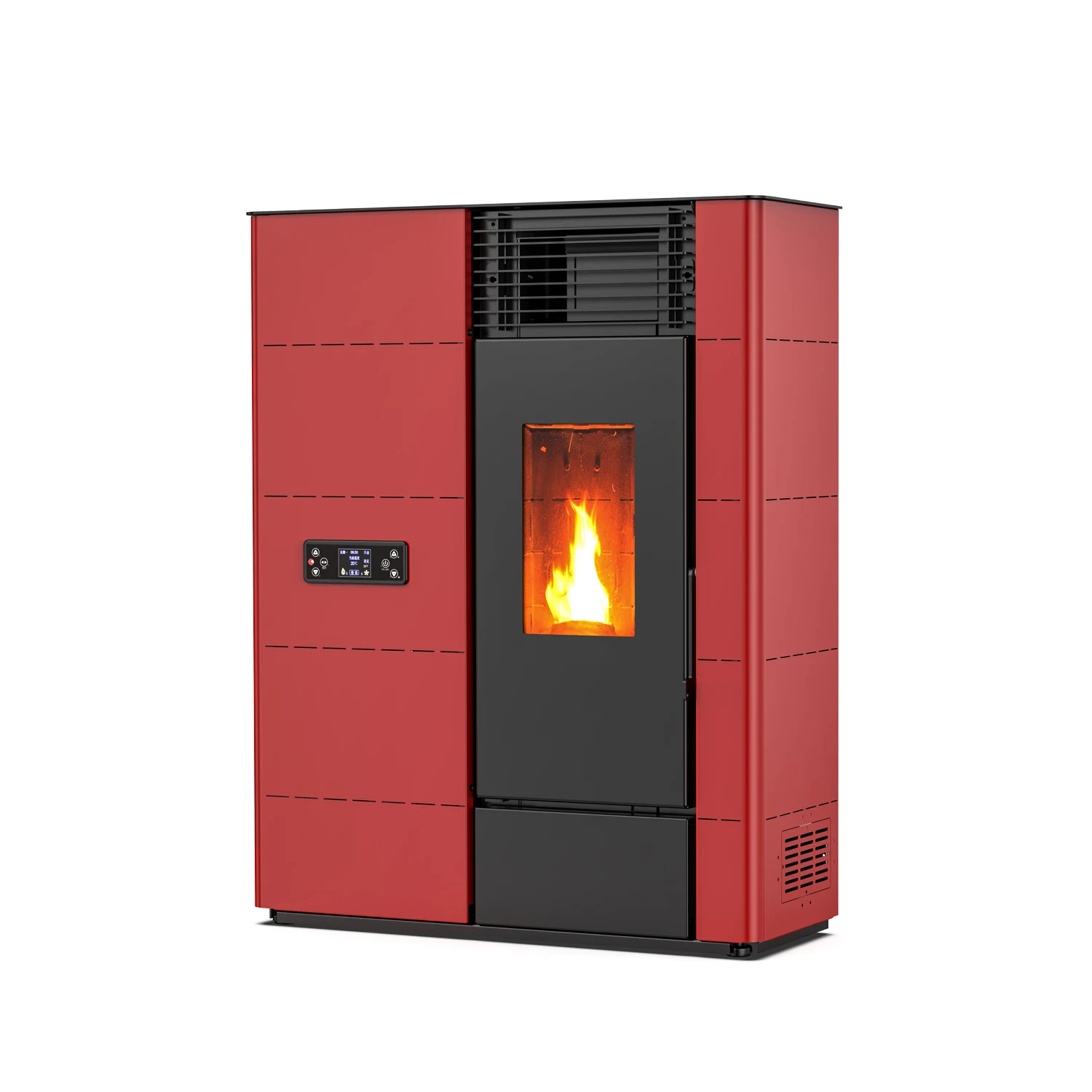 KM1203C ECO-friendly Quiet and Efficient Pellet Fireplace Heater Wifi Control Panel Steel Wood Pellet Stove  for Sale