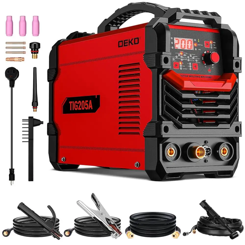 205Amp DC Dual Voltage TIG/Stick/Clean Welder Kit with High Frequency Start and Foot Pedal Interface