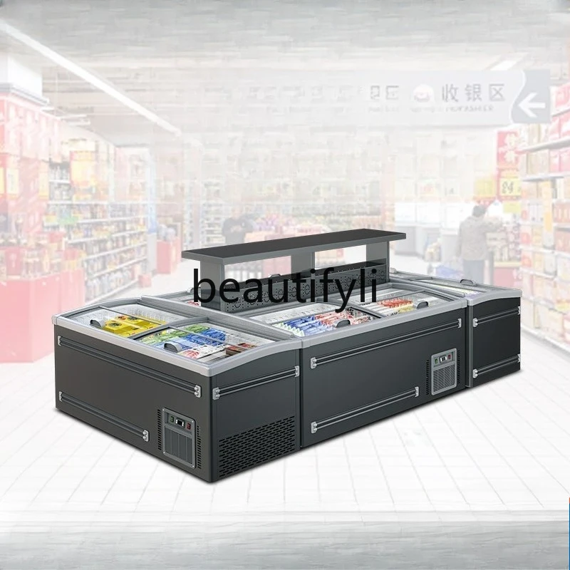 

Horizontal Freezer Large Capacity Combination Island Freezer Commercial Refrigerator Ice Cream Freezer Display Cabinet