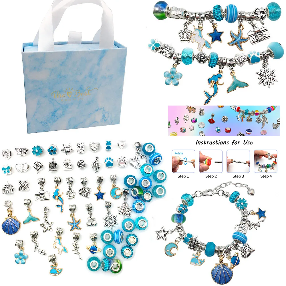 

1Box Pandra Charm Bracelet Making Kit DIY Crafts Gift for Girls Personalized Bead Bracelet Making Accessory Set Valentine Gifts