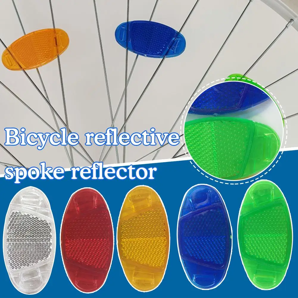 4pcs Bike Warning Spoke Safety Reflector Light Children's Stroller Decorative Color Wheel Light Film Reflective Clip For Bicycle