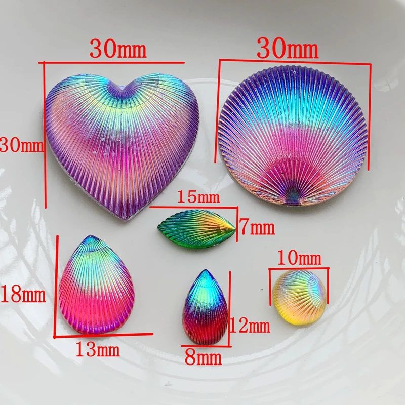 Shell Surface Heart/Drop/Round Resin Rhinestone DIY Jewelry Making Accessories Resin Craft Wedding Deco scrapbooking