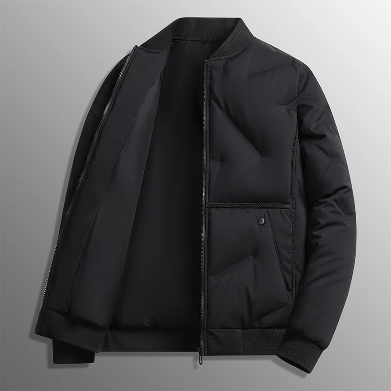 

2025 New Cotton Parkas Men's Baseball Collar Cardigan Baseball Jacket Top Coat Winter Business Leisure Thickened Warmth