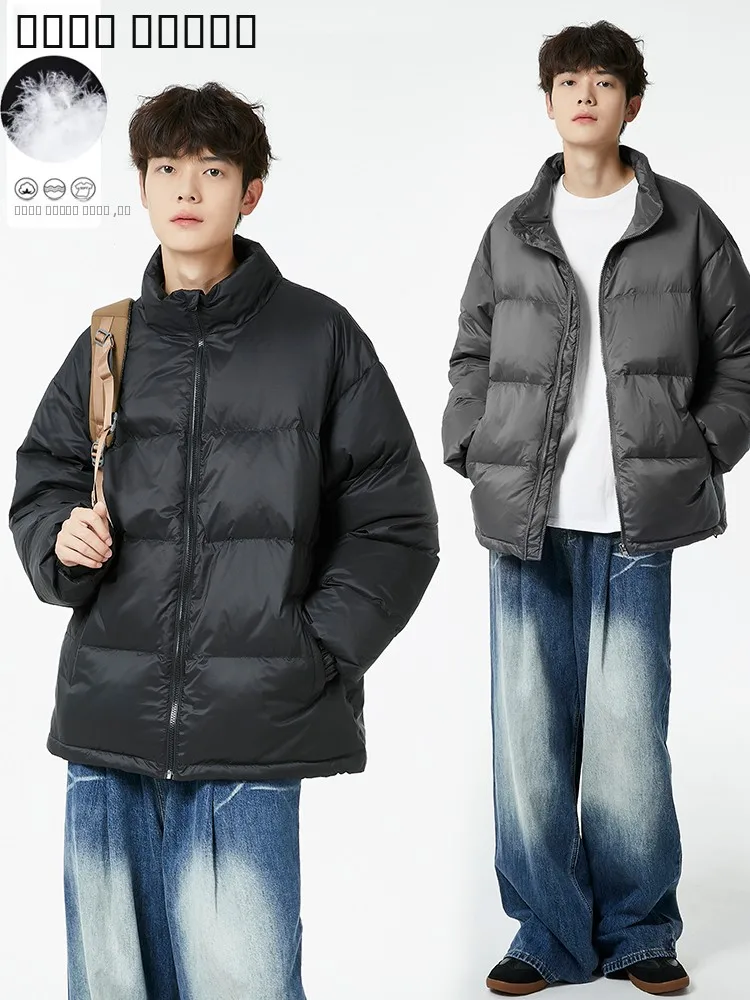 

Rampo Men's down Jaet Thiened Waterproof Winter Coat Youth Faion Bread Sle Warm Outerwear Polyester Fiber Zipper Closure