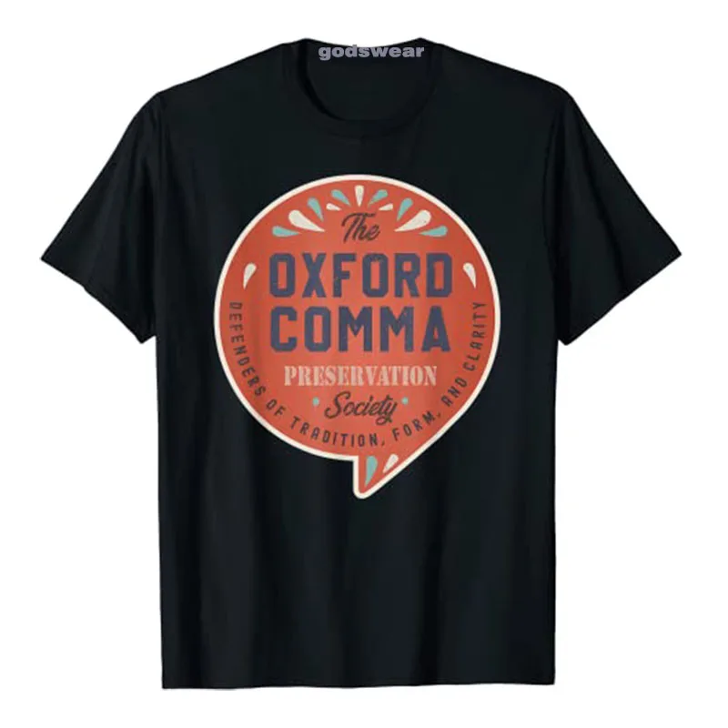 

The Oxford Comma Preservation Society Team Oxford Vintage T-Shirt for Women Men Clothing Schoolwear Teacher Graphic Tee Tops