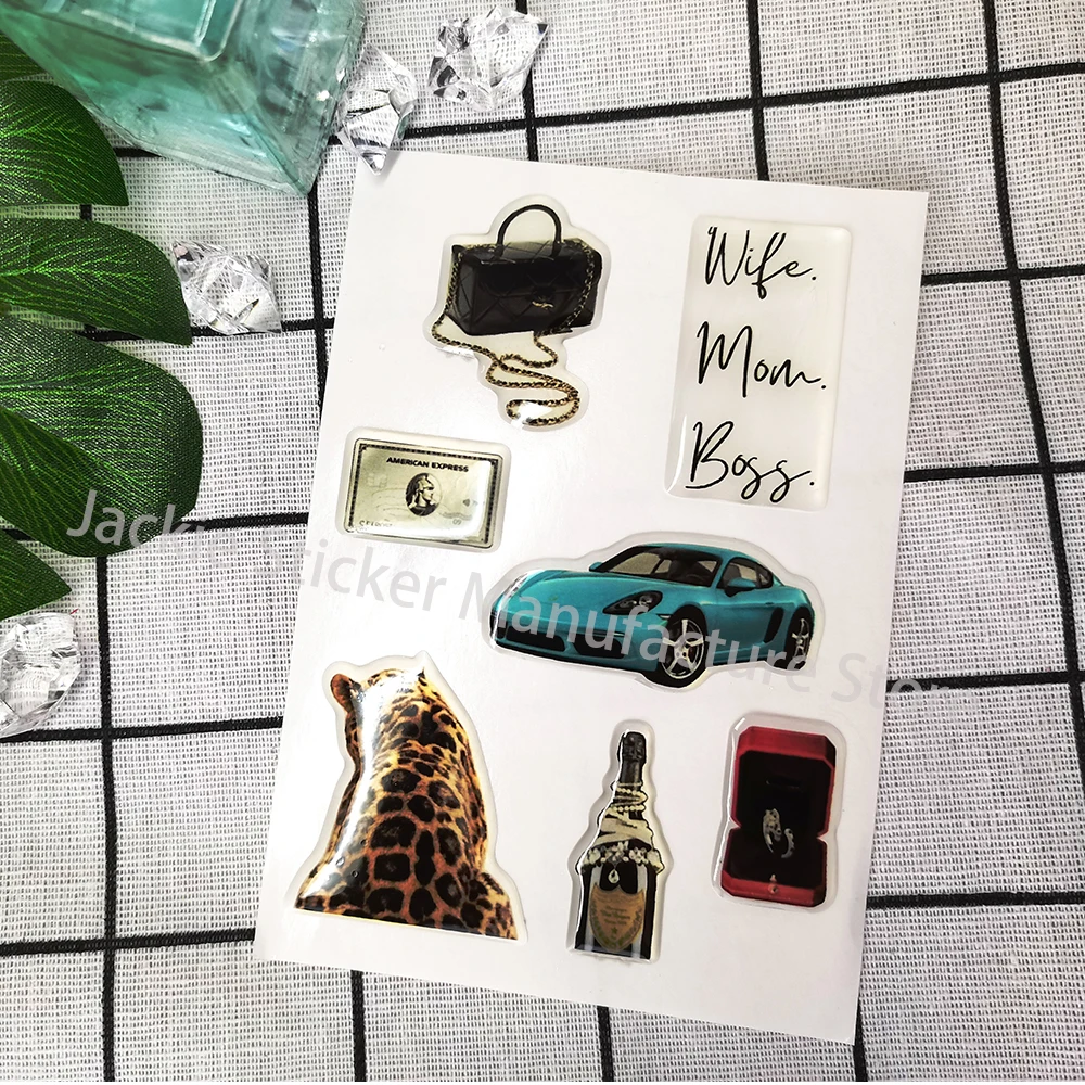 

3D luxury phone case dome epoxy sticker personalized resin ipad label popular decorative crystal gel logo jelly cute DlY shapes