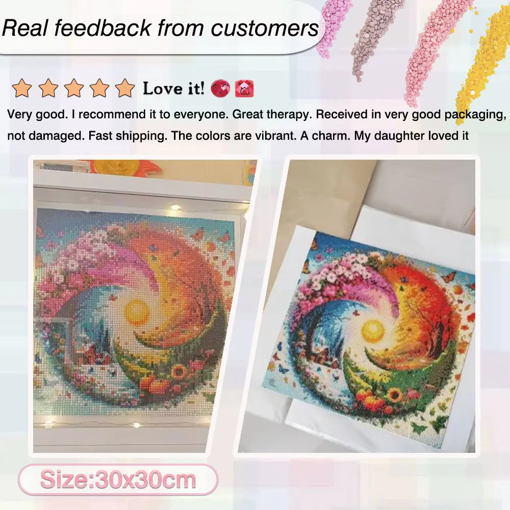 HUACAN Diamond Mosaic Landscape 5D Butterfly Flower The Sun Painting Full Square Round Arts And Crafts Home Decoration