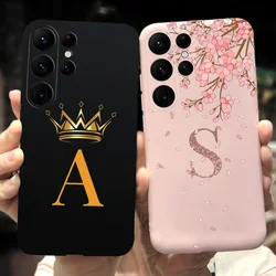 Fashion 26 Initial Letter Case For Samsung Galaxy S23 Ultra S23+ 5G Phone Case Soft Silicone Back Cover For SamsungS23 S 23 Plus