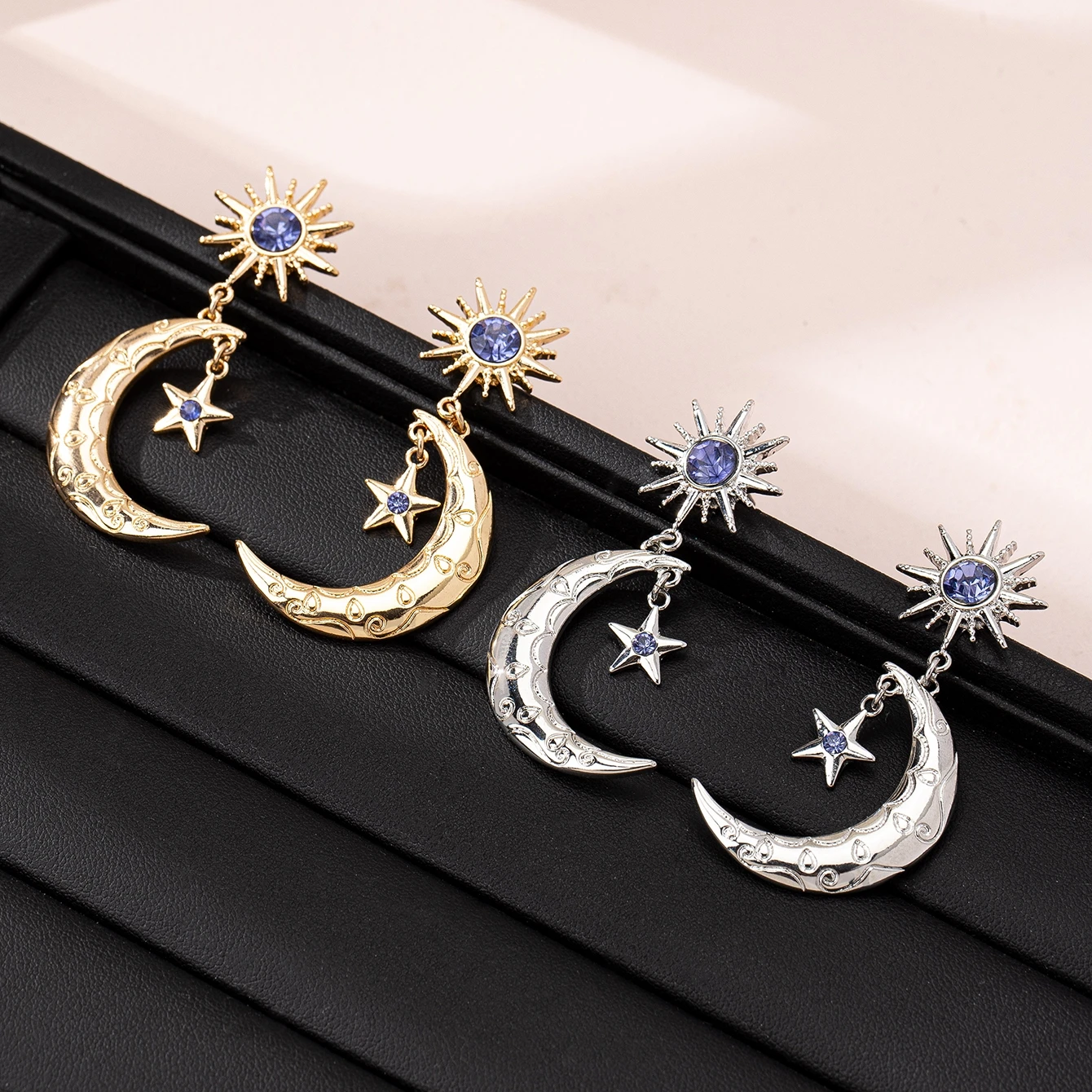 أقراط مرصعة مع قلادات القمر والنجمة هدايا مجوهرات #2