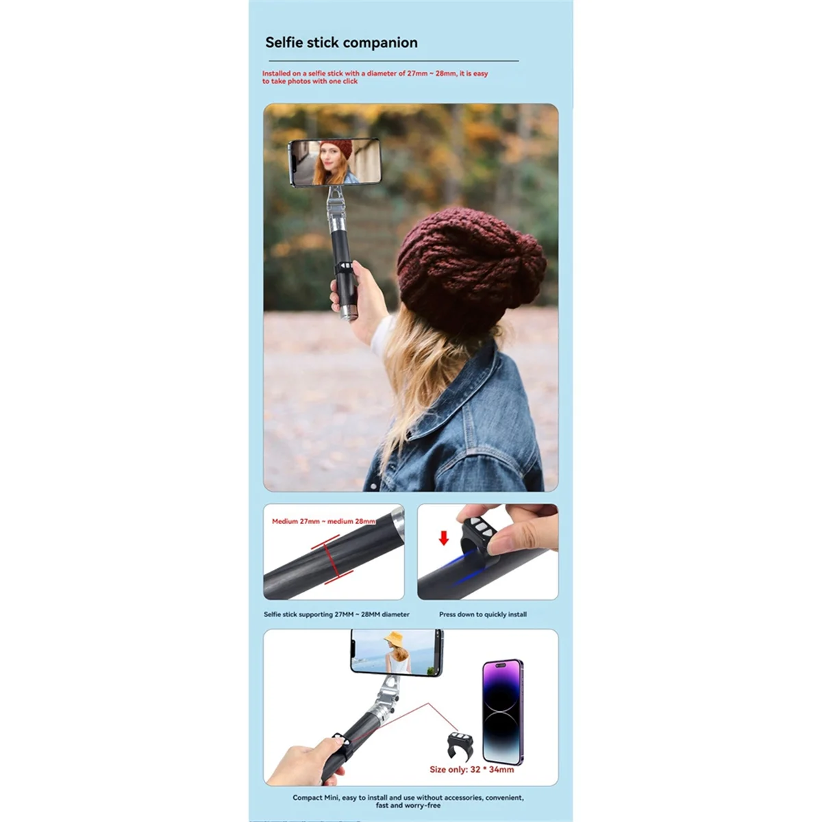 POP-lБеспроводной Bluetooth-пульт дистанционного управления с кольцом на палец Пульт дистанционного управления для видеокамеры