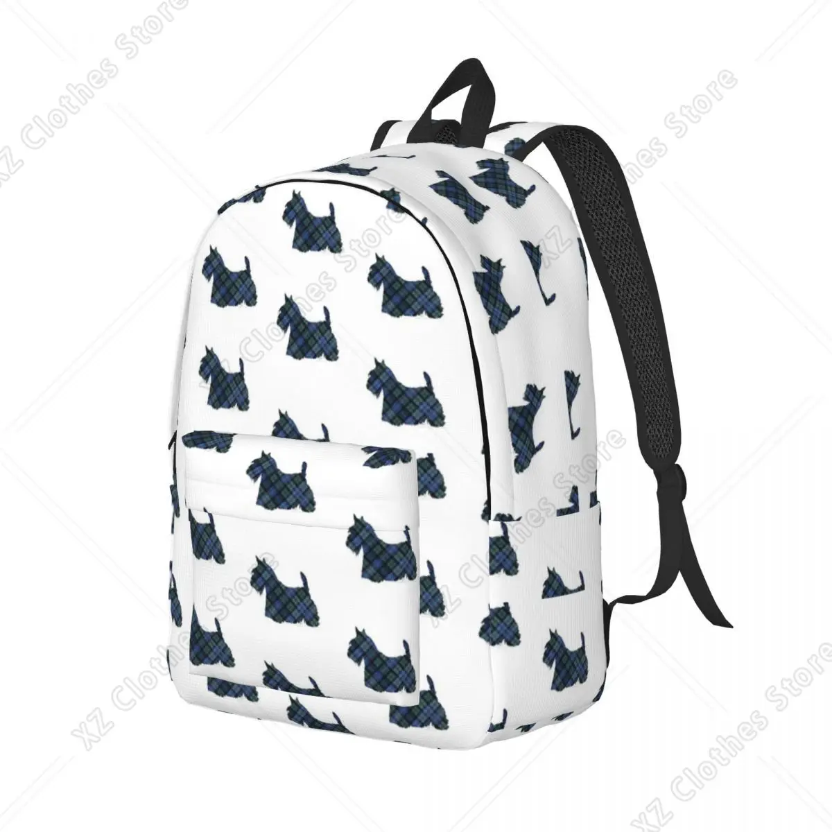 Scottish Terrier Black Tartan Backpack for Boy Girl Kids Student School Bookbag Scottie Dog Daypack Preschool Kindergarten Bag