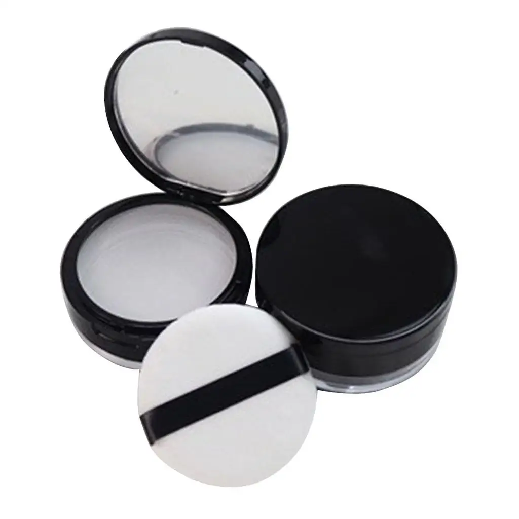 Empty Makeup Loose case with Puff Mirror and , Portable Compact Size for Travel, 20g