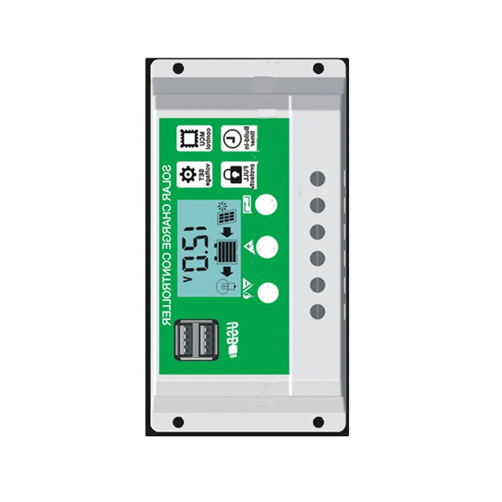 Charging Controller Dual Usb Charging Ports For Rv Solar System 12V 10A Charge Auto Recognition LCD
