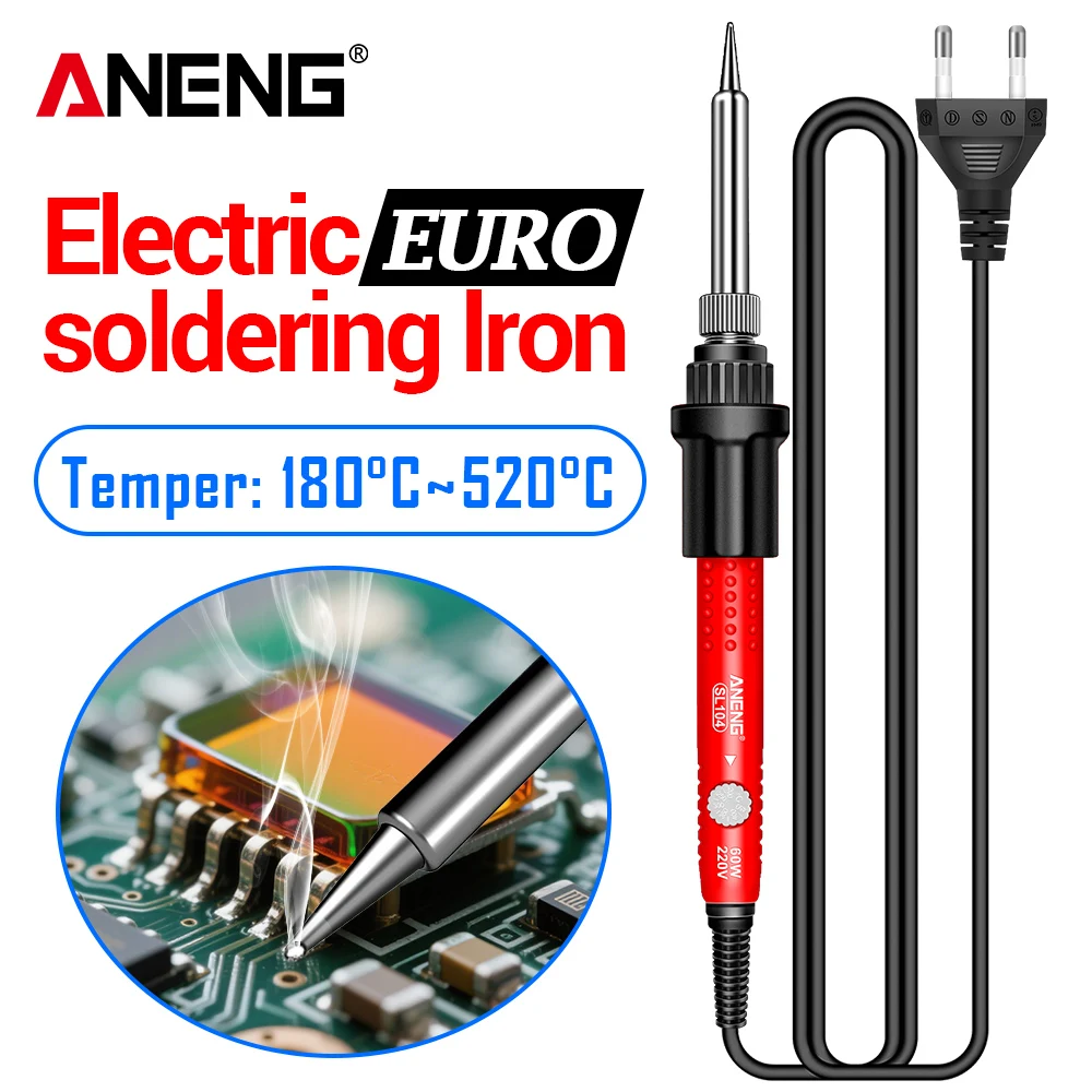 

Электрический паяльник 60 Вт с регулируемой температурой, керамическим нагревательным элементом, для пайки, 220 В (ЕС) / 110 В (США), модель SL104, инструмент для ремонта