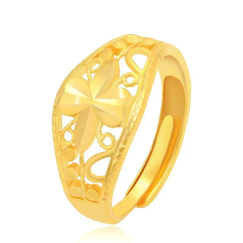 Wholesale Price -- Carving Flowers Rings for  Women Pure Gold Plated Fashion Jewelry XP No Lead