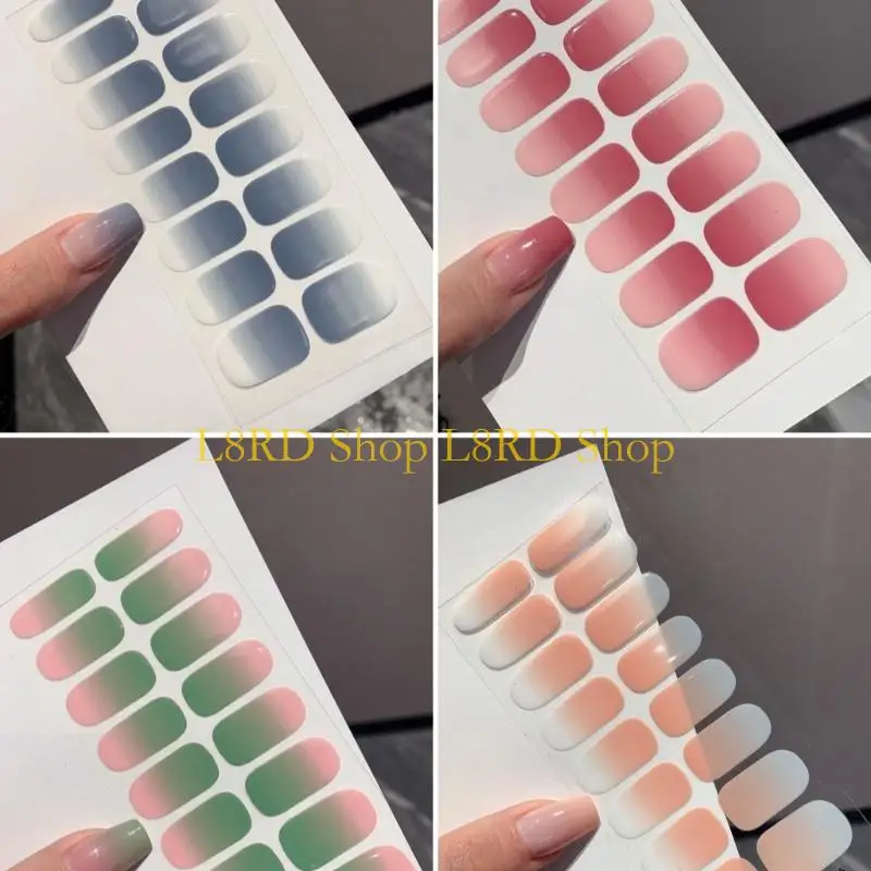 L8RD 4 Tấm gel tự dính móng tay Nails Art Sticker gradient Nails Polish Sticker Nails đề can Nails Trang trí