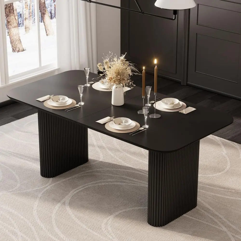 

Овальный обеденный стол 71 Black на 4-6 человек, простая сборка, идеально подходит для дома, кухни, столовой