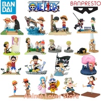 Bandai Original One Piece WCF Log Stories Luffy Shanks Zoro Mihawk Usopp Sanji Nami Chopper Ace Vivi Enel Anime Figures Toys