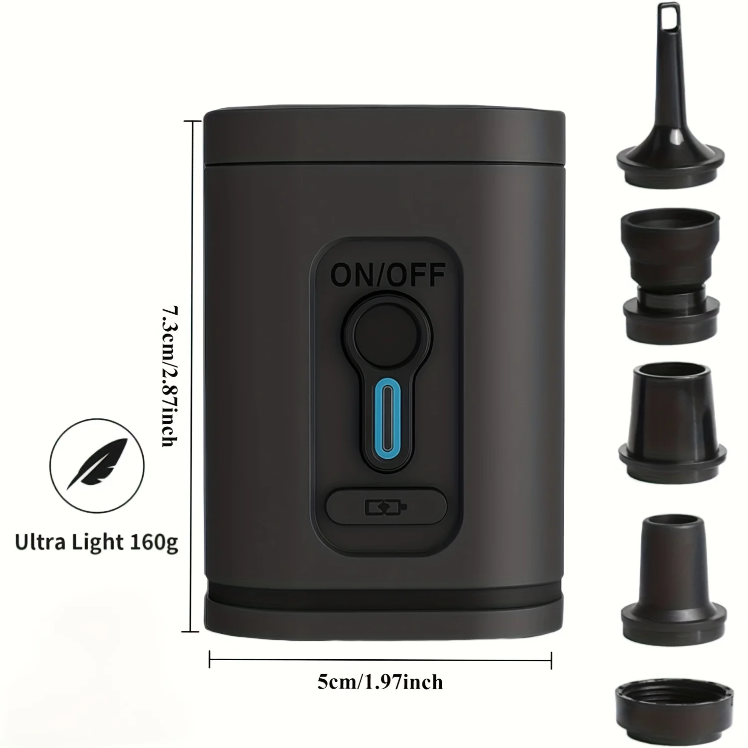 Portable Electric Air Pump for Camping, Inflator Deflator with LED Light, Rechargeable Mini Air Compressor for Air Mattress Boat - view 6