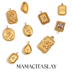 MamacitaSlay diy Vintage Rose Butterfly Polar Star Moon stainless steel charms 18K Gold Plated  charms for jewelry making