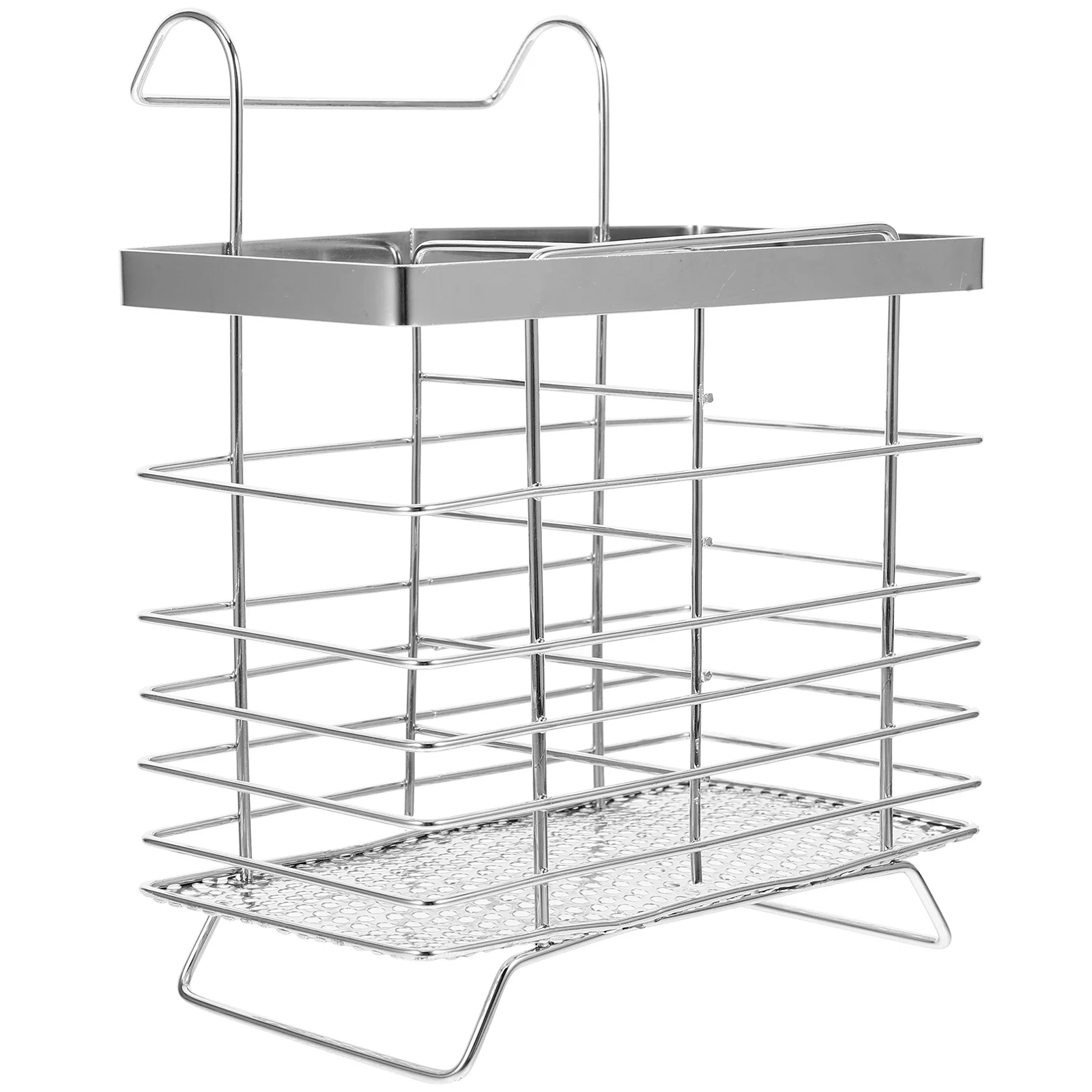 

Chopstick Holder Cutlery Drainer Tableware Container Camping Hanging Rack Silver Storage