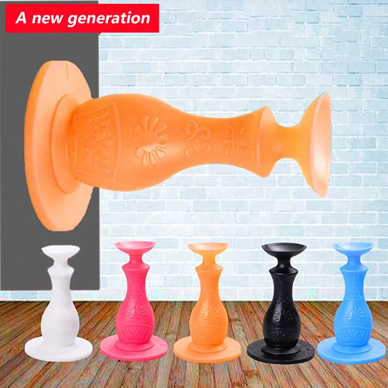 Door Stopper Retainer Silicone suction no-punch block toilet door suction device after household nail-free anti-collision device