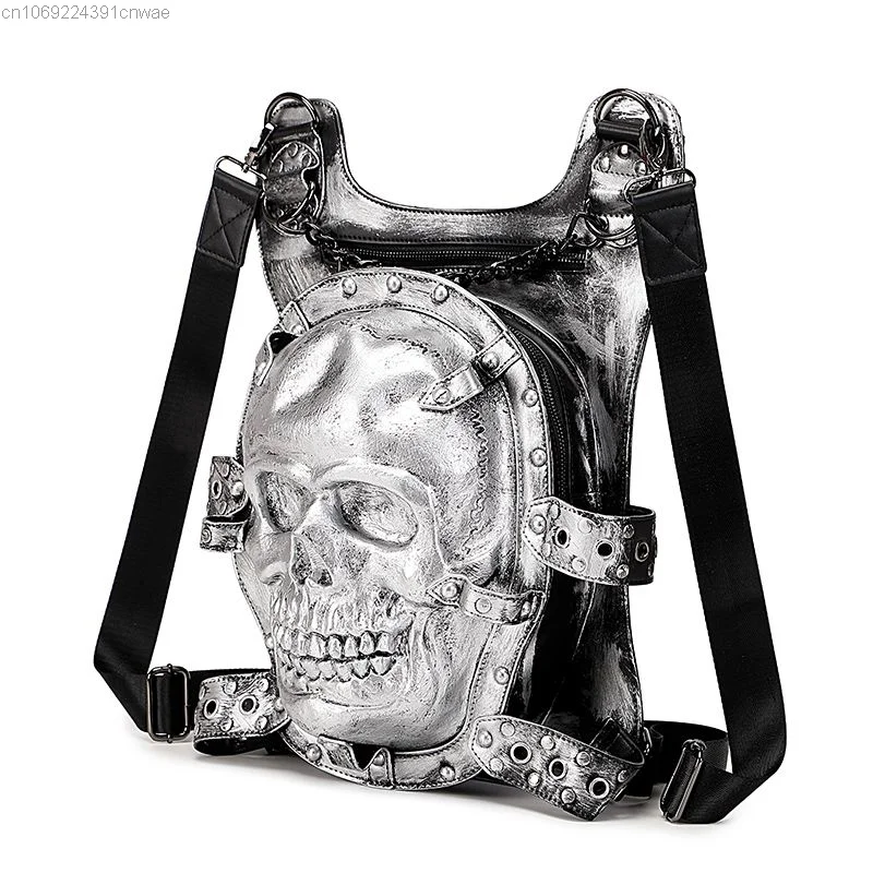 Punk Skull Y2k Backpack Hip Hop Japanese Trendch 2023 Fashion Stylish Travel 3D PU Bag Y 2k Gothic Aesthetic Backpacks Halloween image 4