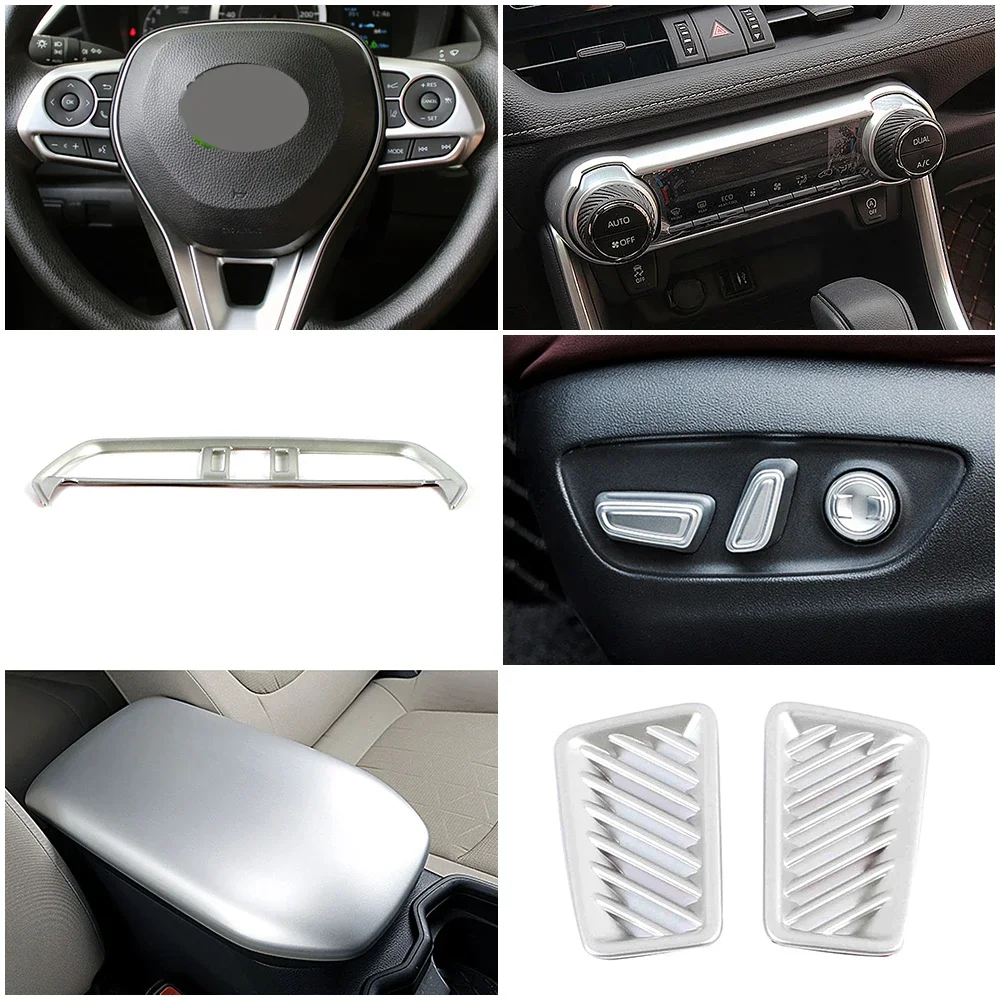 For Toyota Rav 4 Rav4 5 Gen 2019-2023 Interior Moulding Dashboard Central Control Color Change Modify ABS Matte Silver Sticker