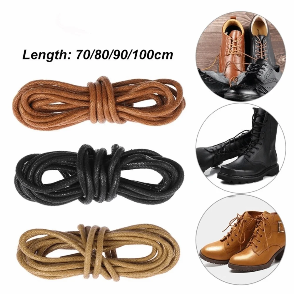 New Round Waxed Shoelaces Men Women 70/80/90/100cm Boots Laces Strings Shoes Accessories Leather Dress Shoes