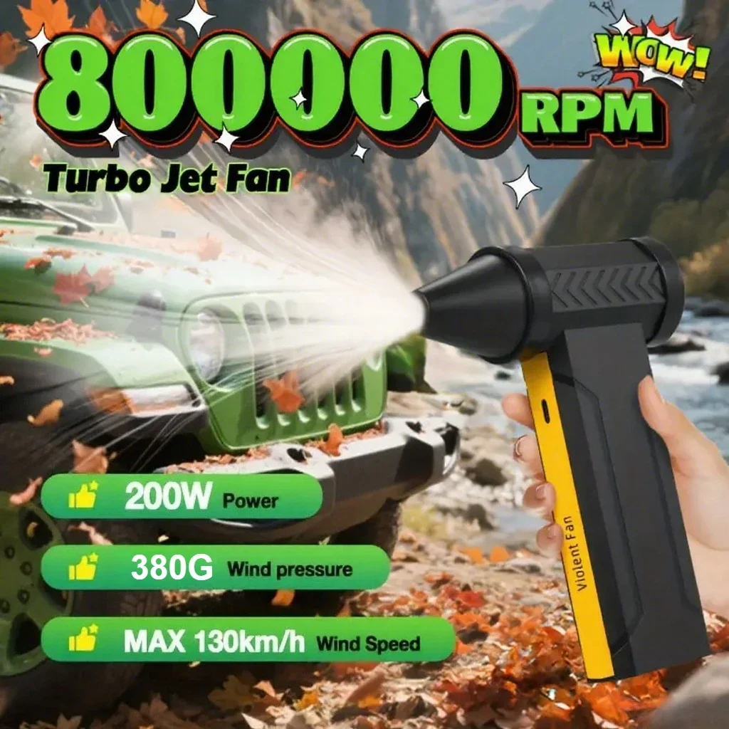 

Электрический вентилятор 800000 об/мин, турбореактивный вентилятор, бесщеточный двигатель, высокоскоростной турбовентилятор, перезаряжаемый через USB, мощный пылеочиститель