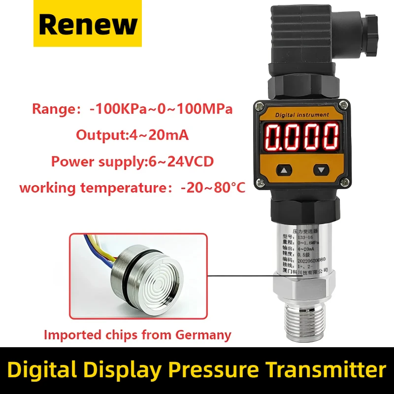 Imagem -02 - Transmissor de Pressão Digital 420ma Alta Precisão Difusa Sensor de Pressão de Chip de Silício com Display Digital