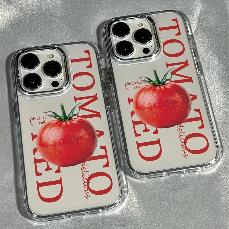 S26 Ultra Cute Red Tomato Pattern Shockproof Transparent Soft Phone Case for Samsung Galaxy S25 S24 S23 Ultra Plus s25FE Cover