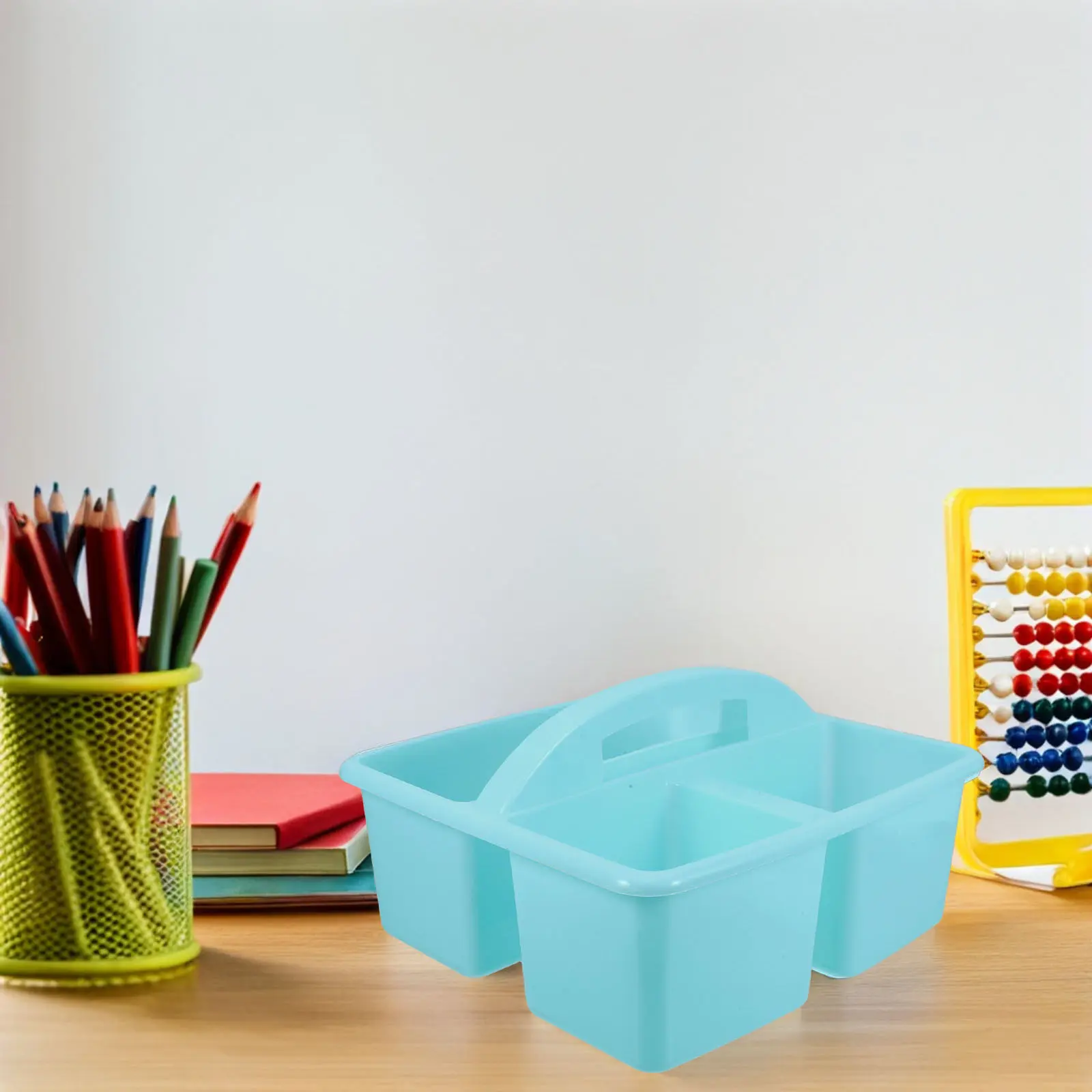 Portable Storage Basket with Handle Multi-Compartment Art Supply Organizer School Classroom Stationery Holder Tool Basket
