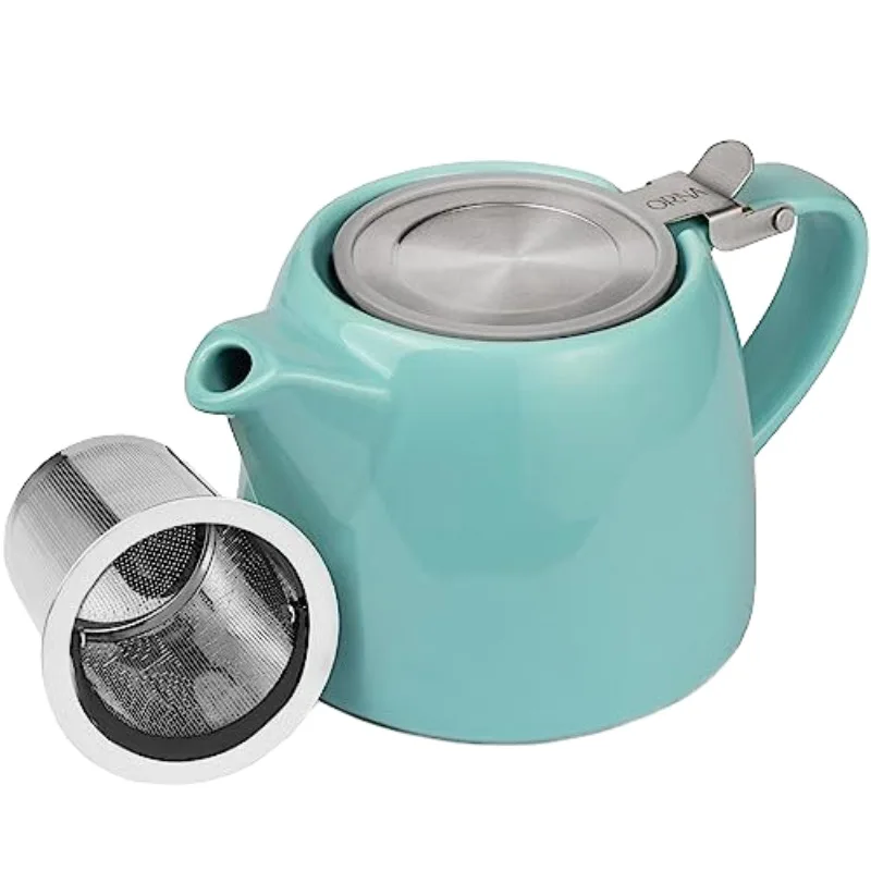18Oz Modern Craftsman Ceramic Eco-Friendly Stump Kettle Kettle Gift Set Basket Tea Brewer Brewing Loose Tea