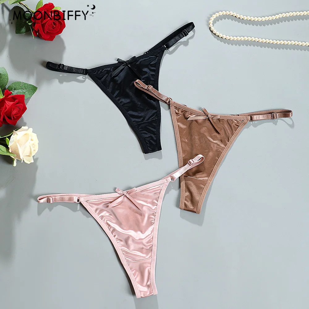 Sexy Satin Adjustable Girls G-Strings Pants Comfort Low Rise Bow Briefs Underwe…