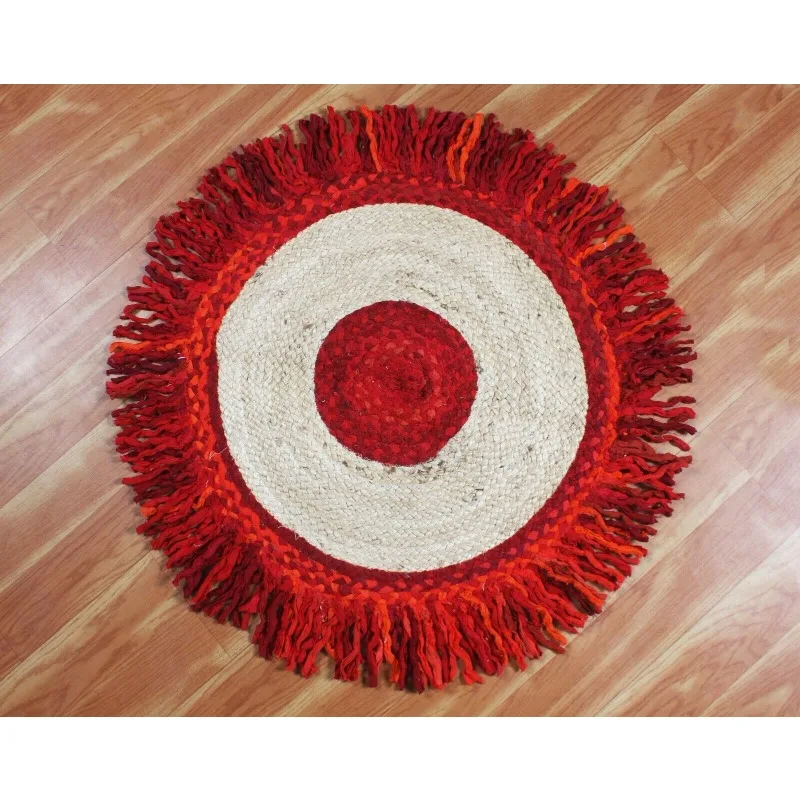 

Modern Rug 100% Natural Jute Cotton Round Reversible Rug Living Area Carpet