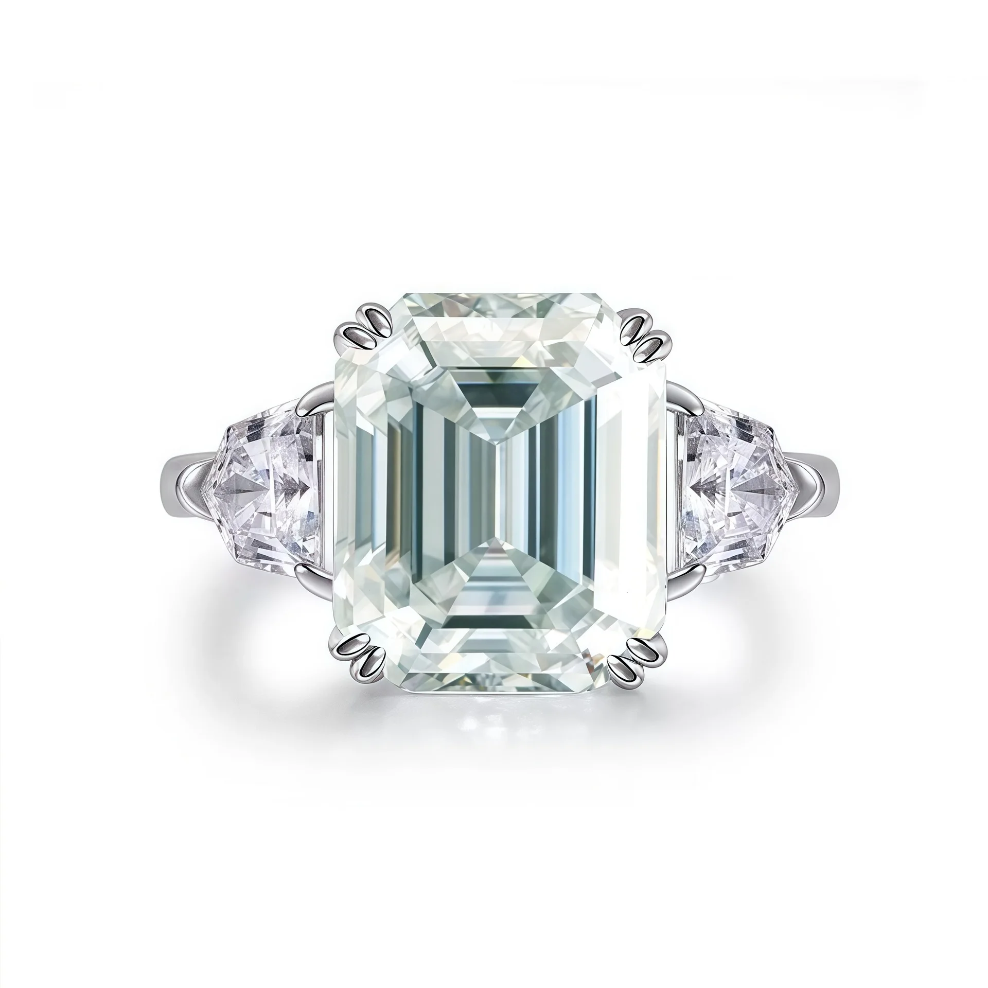 

Butterflykiss EmeraldCut Real Moissanite Ring For Women 8*10mm D Color Diamond 925 Sterling Silver Wedding Band With Certificate