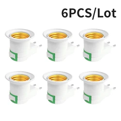 6PCS E27 LED Light Lamp Bulbs Socket Base Holder EU/US Plug Adapter ON/OFF Switch White