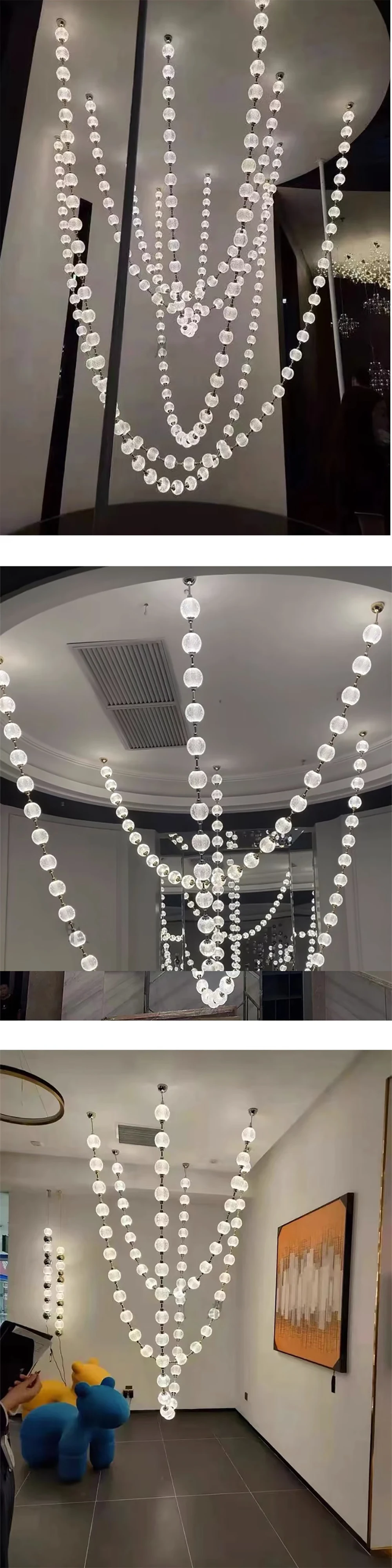 Pearl Necklace Design LED Dimmable Chandelier Balls