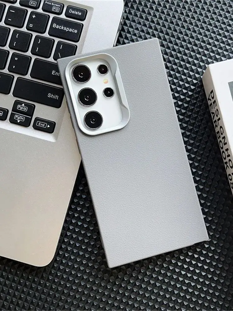 S25 étui en cuir peau souple TPU mince couverture pour Samsung Galaxy S24 Plus S23 FE S22 Ultra S21 S20 Note 20 téléphone portable Capa Coque