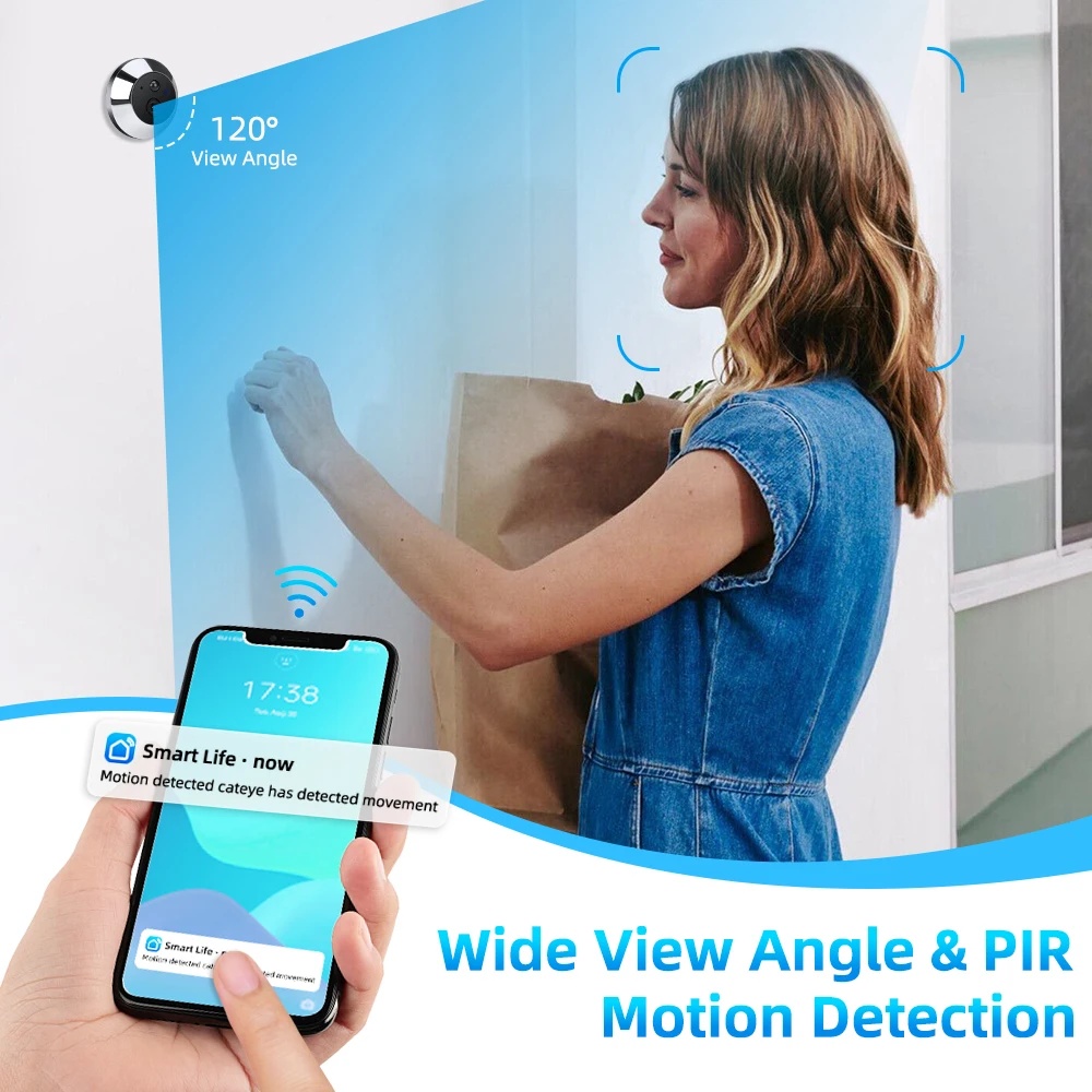 New Tuya Smart Life Home WiFi Digital Peepholes Door Camera 1080P 4.3 Inch PIR Motion Night Vision Alexa Doorbell Viewer