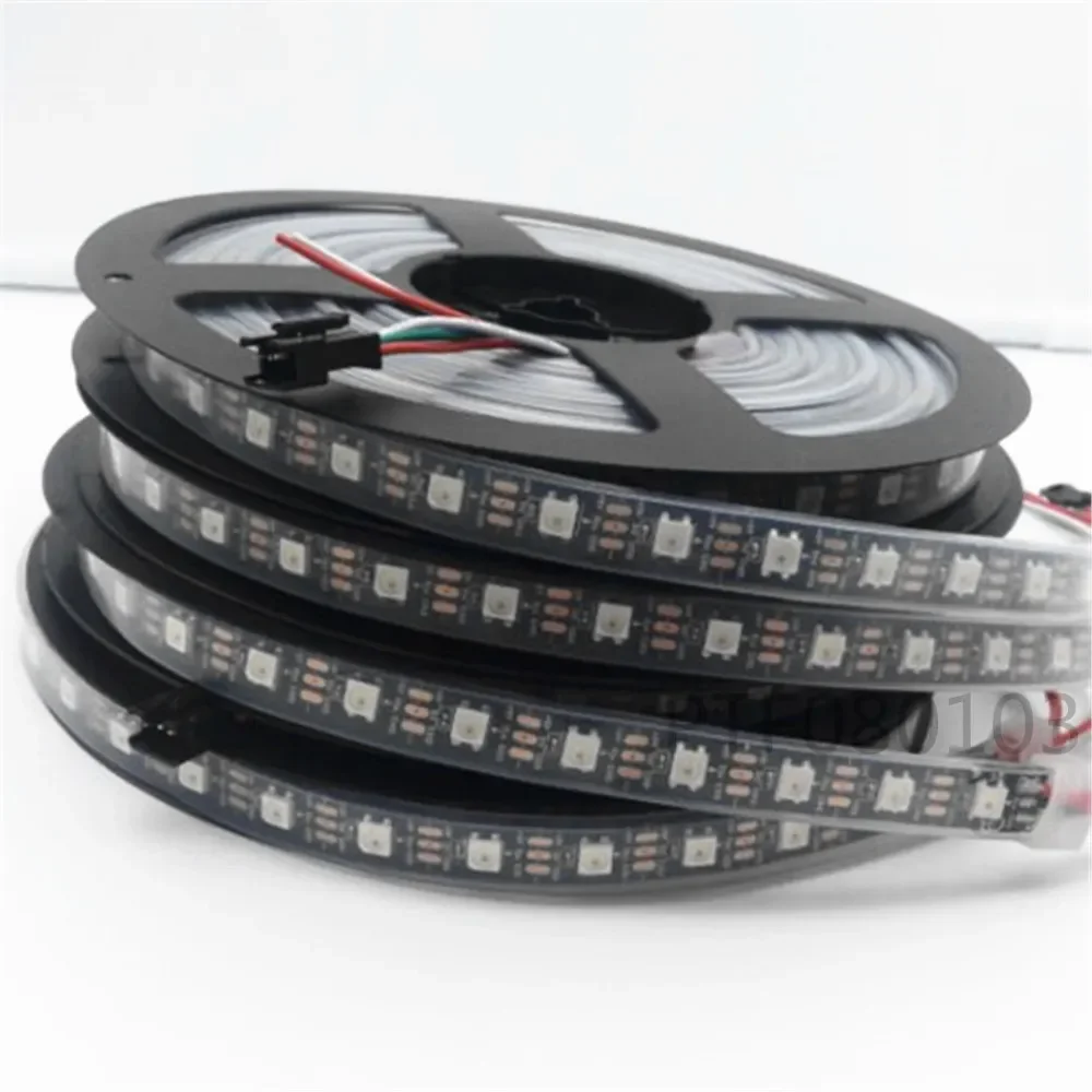 

Светодиодная лента WS2812B, 1 м, 30/60 светодиодов/м, пиксель 2812B IC, рекламный полноцветный RGB, BlackPCB, IP65/67, DC5V