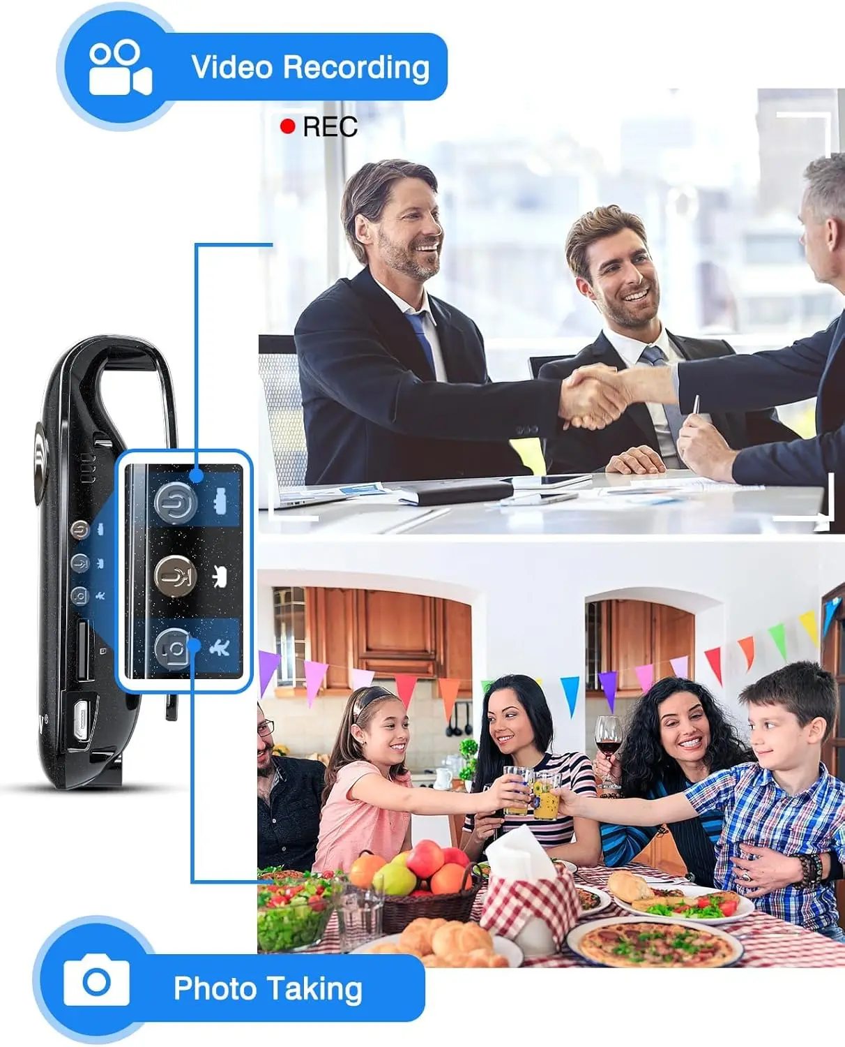 BOBLOV 007 Małe kamery na ciałoPrzenośne kieszonkowe małe kamery na ciało z klipsem na plecach 128 GB 1080P Kamera montowana na ciele Mini kamera do roweru — zdjęcie produktu 3