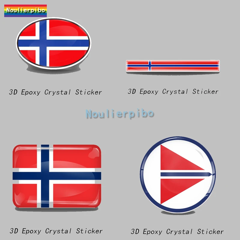 3D Epoxy Resin Car Dome Sticker Norway Flag National Emblem PVC Car Decorative Accessories Laptop Vinyl Phone Decal