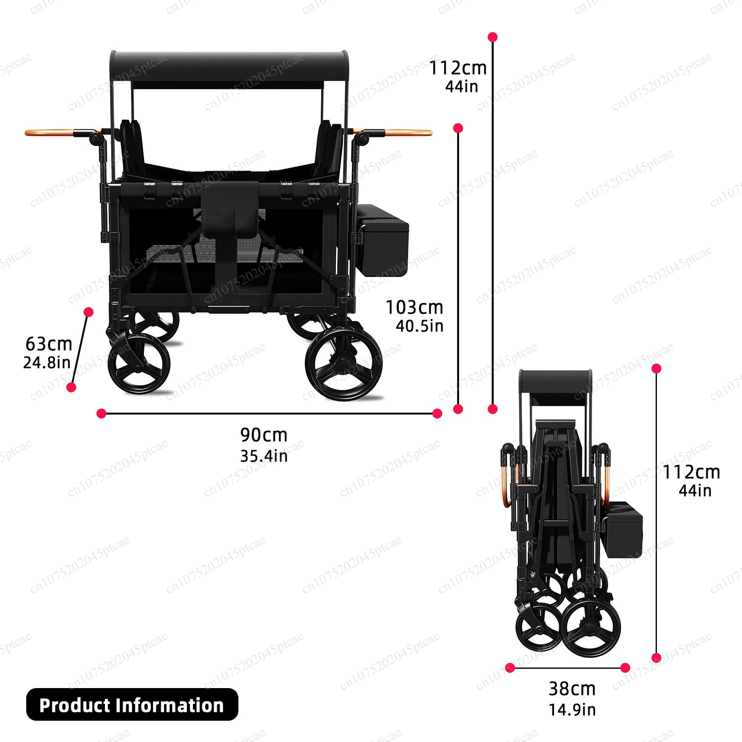 Large Capacity Camping Trolley for Four People Extra Long Foldable Cart for Outdoor Picnics, Fishing and Gardening