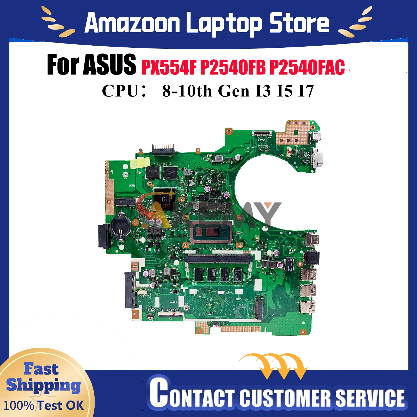 

P2540FB Laptop Motherboard For ASUS ProArt P2540FB P2540FAC P2540F PX554F Notebook Mainboard With I3 I5 I7 CPU 100% tests OK stk