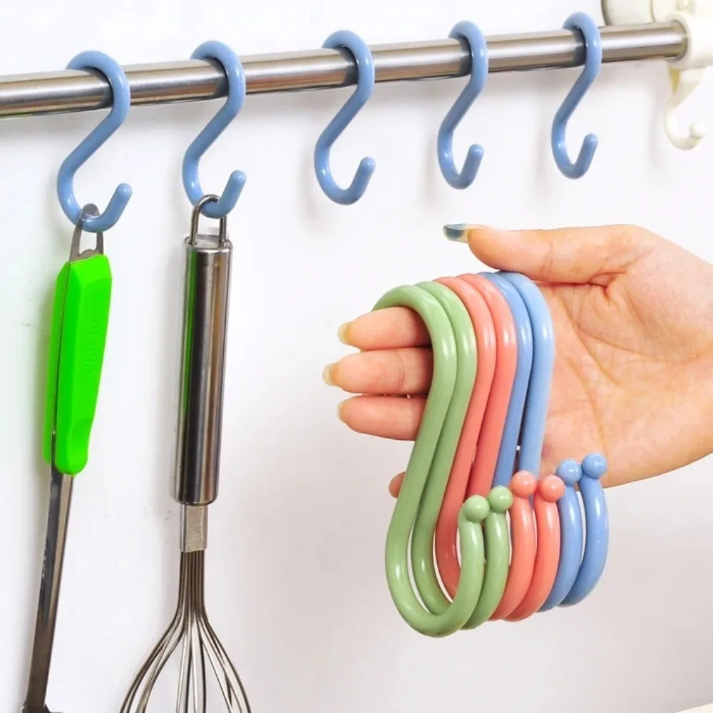 Plastic S-Shape Hooks Multi-purpose Hanging Rack for Clothing Towel Handbag Kitchen Bathroom Storage Hanger Reusable Organizers